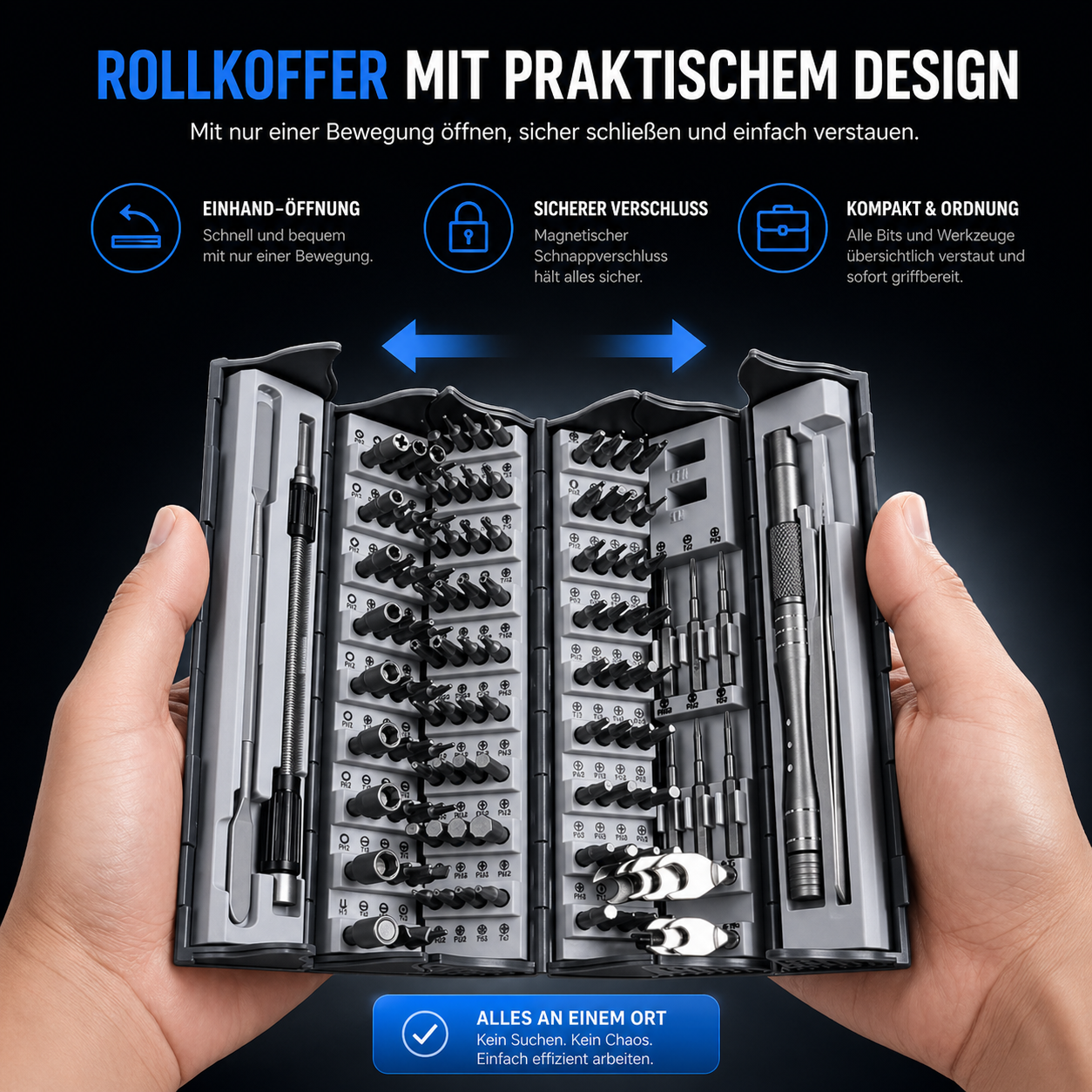 FixWerk™ Profi 128-in-1 Präzisions-Schraubendreher-Set für Feinmechanik & Reparaturen